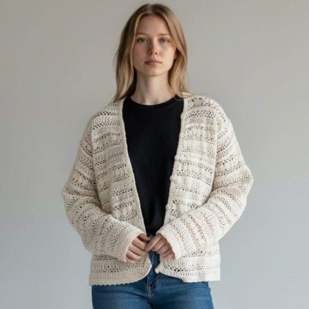 Vintage Tiara International Crochet Knit Cardigan